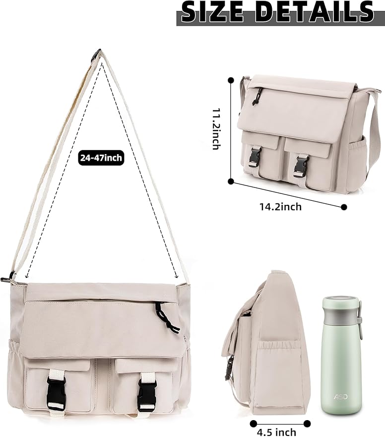 Lovvento Shoulder Messenger Bag for Men - Women Laptop Bag 15.6 inch Satchel Bags Mens Canvas Crossbody Tote Bags