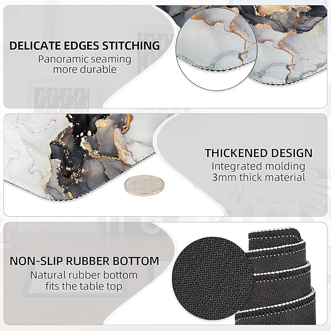 LATEEFAH Large Mouse Pad and Keyboard Wrist Rest, Desk Pad for Keyboard and Mouse, Extended Gaming Mouse Pad with Wrist Support, Waterproof Non-Slip Desk Mouse Mat for Office, Home