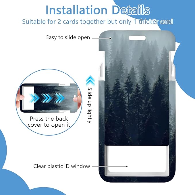 Misty Forest Badge Holder Reel Lanyard,ID Card Badge Holder Retractable Name Tag Clips for Doctor Nurse Teacher Office Student