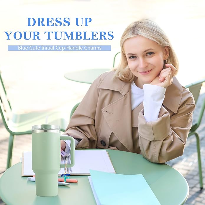 Letter Charm Accessories for Stanley Cup 1 PCS Cute Initial Keychain Handle Charm for Stanley Tumbler for Women