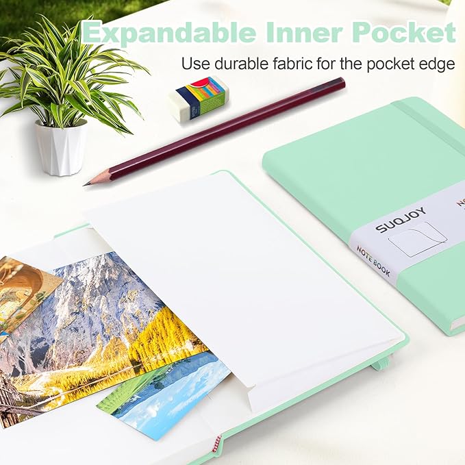 Lined Journal Notebooks for Writing, 100 GSM Thick Paper, 1 Pack Hardcover Notebooks, A5 College Ruled Notebook, Journaling Notebook for School/Travel/Office (Light Green- 1 Pack)