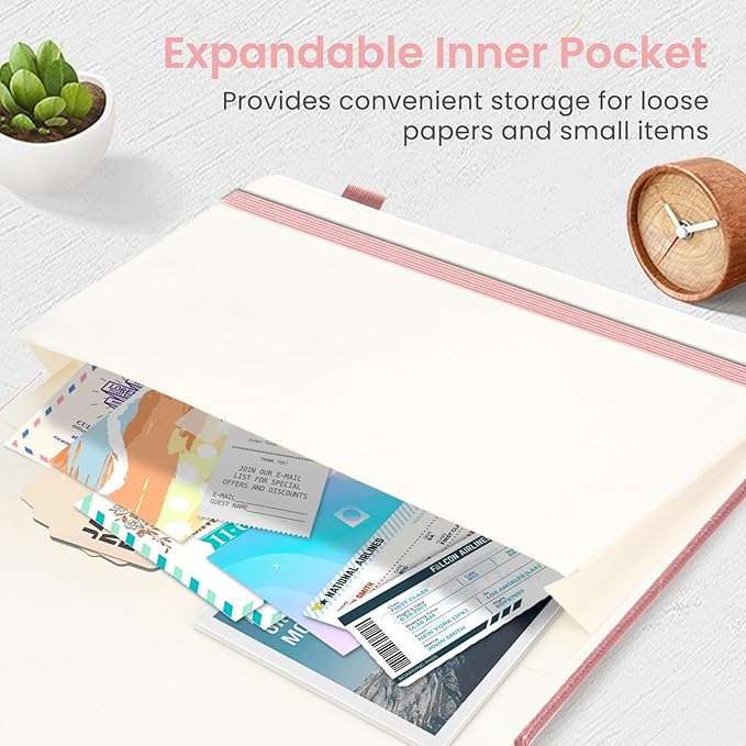 Lined Journal Notebook for Women & Men, Hardcover Leather Journal for writing, A5 College Ruled Notebook for Work & Note Taking, Perfect for Office School Home Supplies, 160 Pages, Pink