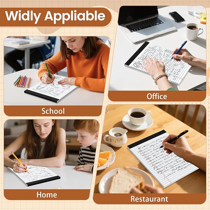 Legal Pads 8.5 X11.75, Narrow Ruled Notepads, 12 Pack, 30 Sheet/Pad, White Legal Pads, Tear Off Notepad, Perforated Writing Pad, Notebook Paper College Ruled, Notepads for Office Home School, Notepad