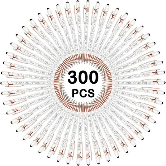 Amlion Personalized Custom Pens with Name Engraved Logo Text,300 Customized Writing Stylus Pen Promotional Item Gift for Men Women Office Business Wedding-White