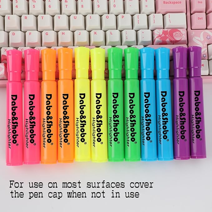 Dabo&Shobo Highlighters 108 Pack, Tank Style Highlighters Assorted Fluorescent Colors, 6 Bright Colors Chisel Tip Highlighter Markers for Coloring