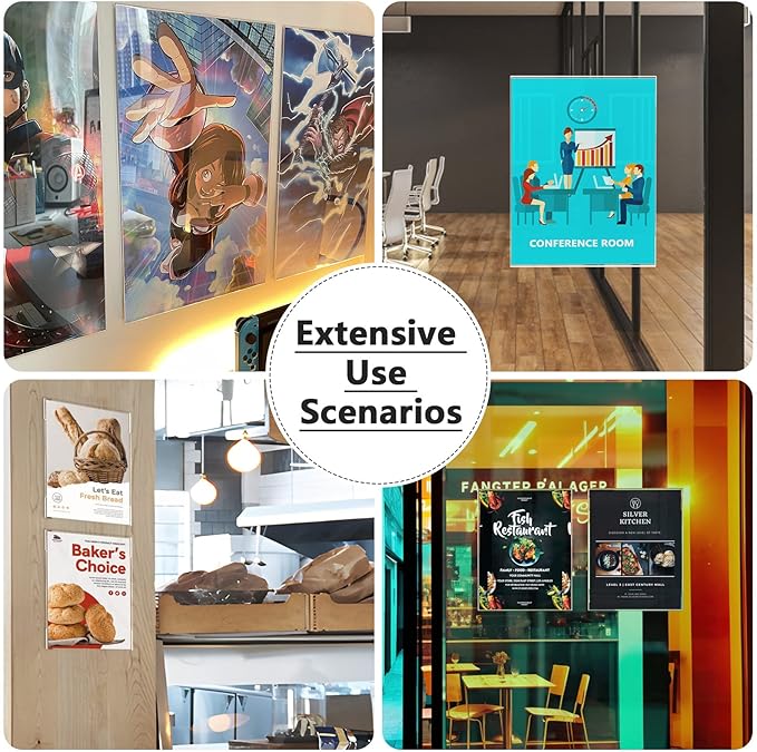 MaxGear 3 Pack Acrylic Sign Holder 8.5 x 11 Wall Mount Sign Holder with Double-Sided Tape, Clear Plastic Sign Holders, Plexiglass Document Flyer Acrylic Frame for Office, Home, Store, Restaurant