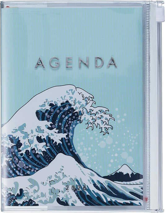 MARK'STYLE A6 Weekly Vertical Planner 16 Months (Sep. 2025 – Dec. 2026) with Soft Transparent PVC Cover,Refillable, Pocketed, for Daily Organizing & Planning (Wave Mint)