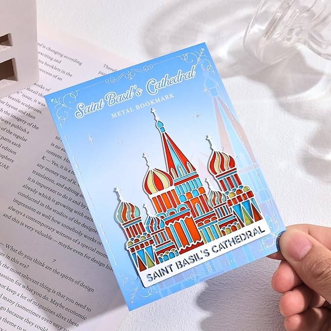 Metal Bookmarks with Transparent Design - Saint Basil's Cathedral Book Mark for Readers, Aesthetic Book Markers for Kids, Teens, Teachers, Students, Gifts for Book Lovers, Writers, Reading Women & Men