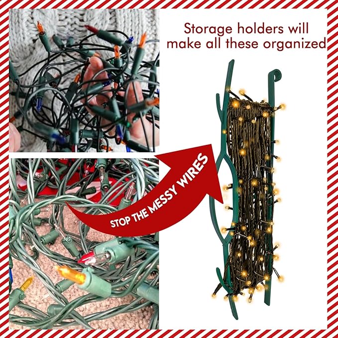 Set of 6 Rope Winder, Strong & Hangable Light & Cord Wind Up Christmas Light Storage for Organizing Christmas Lights & Electric Cords, Each Holds Up to 164 ft (Red, 4inch x 16inch)