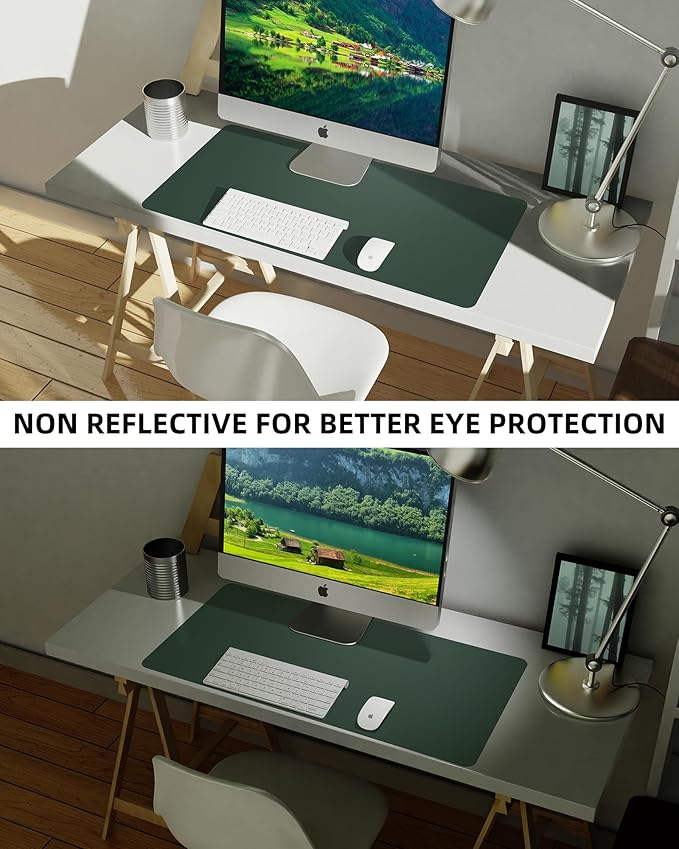 Non-Slip Desk Pad,Mouse Pad,Waterproof PU Leather Desk Protector,Ultra Thin Large Desk Blotter,Waterproof Keyboard mat for Office/Home/Decor(Dark Green 23.6" x 13")