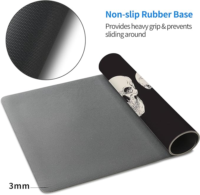 MAYCARI Skull Skeleton Desk Mat Cool Desk Pad Mouse Pad Large Black Gaming Mousepad XXL Laptop Keyboard Desktop Writing Pad for Girls Students 31.5"X15.7"