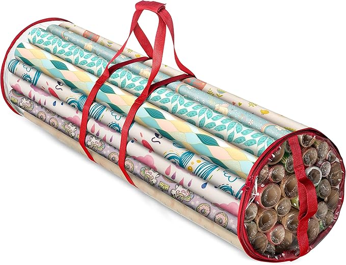ZOBER Wrapping Paper Storage Containers - 40 Inch Gift Wrapping Organizer Storage - Fits 25 Standard Rolls of Wrapping Paper - Waterproof