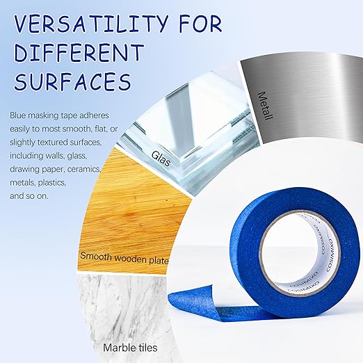 COSIMIXO Blue Painters Tape 1.88 in x 60 Yds, 6 Rolls Pack – Professional Grade Blue Masking Tape for Painting, Protects Surfaces & Residue-Free Removal, Multi-Surface Use on Wall Painting, Labeling