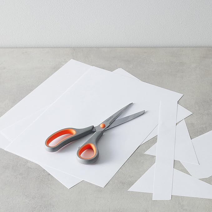 Amazon Basics Stainless Steel Scissors for Office, Crafts, Multipurpose, Sharp, Comfort Grip, PVD Coated, 3 Pack, Multicolor