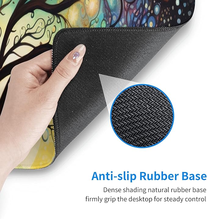 Large Gaming Cosmic Tree Design Mouse Pad 31.5 x 12 Inch, Non-Slip Base, Water Resistant, Ideal for Gamers, Office & Home