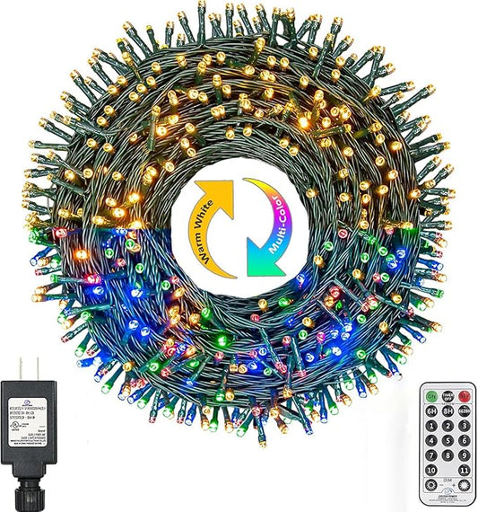 Outdoor Christmas Lights 800 LED 272FT Color Changing Christma Tree Light with Warm White & Multicolor, 11 Modes, Waterproof Christmas String Lights with Remote for Xmas Decorations