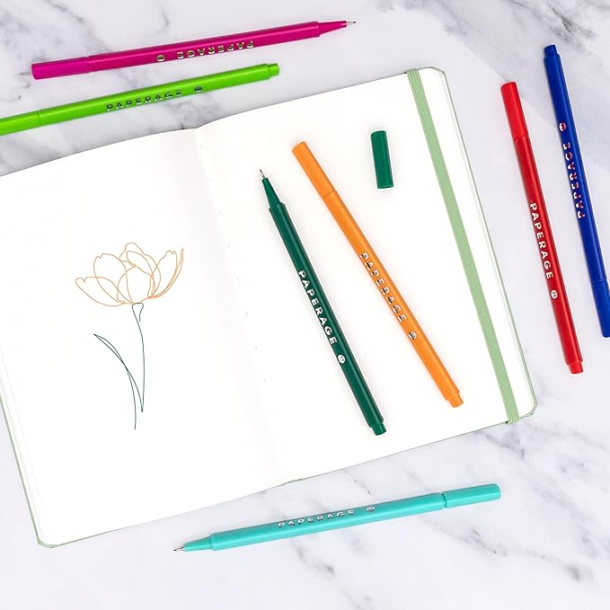 PAPERAGE Blank Journal Notebook, (Black), 160 Pages, Medium 5.6 in x 8 in - 100 GSM Thick Paper – Hardcover Journaling Notebook for Work, School, Note Taking or Sketching