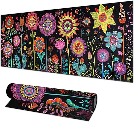 Large Mouse Pad 31.5 x 11.8 Inch Colorful Floral Desk Mat Oversized Extended Mousepad Waterproof Non Slip Rubber Base Desk Pad Keyboard Mat Computer Accessories for Office Home
