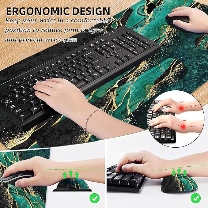 LATEEFAH Desk Mat, Mouse Pad with Wrist Rest, 4-in-1 Large Mouse Pads for Desk, Ergonomic Mouse Pad and Keyboard Wrist Rest Gaming Keyboard Mat for Office, Home