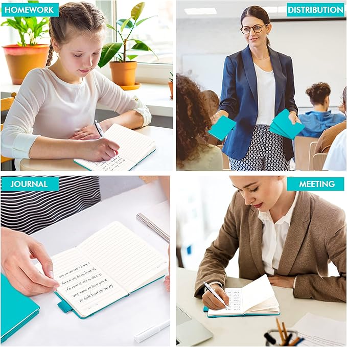 feela 6 Pack Pocket Mini Notebooks Bulk, Small Cute Memo Notepads Hardcover College Ruled Lined Journals with Pen Holder for School Business Work, with 6 Black Pens, 3.5”x 5.5”, A6, Emerald