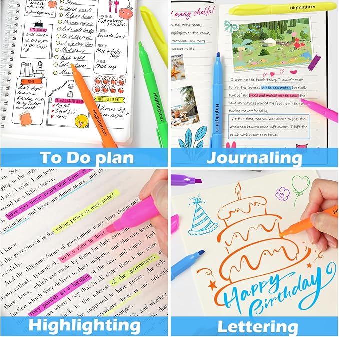 Highlighters Bulk, Chisel Tip Dry-Quickly Highlighter Markers, 60 Count-6 Assorted Colors Highlighters Bulk Pack for Adult Kids, Teachers Supplies for School, Classroom Must Have(Multicolour, 60)