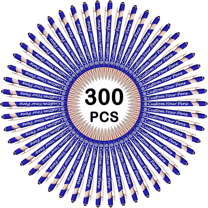 Amlion Personalized Custom Pens with Name Engraved Logo Text,300 Customized Writing Stylus Pen Promotional Item Gift for Men Women Office Business Wedding-Blue