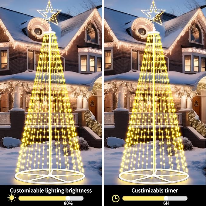 Led Outdoor Christmas Tree, 12 ft Prelit Christmas Tree, Smart Outside Christmastree Light Show App Control with Lights Color Changing Sync APP & Remote Control Christmas Trees Lighting