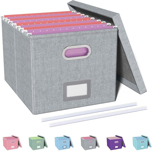 Oterri File Organizer, File Box, File Cabinet for Letter File Folder Storage, Hanging File Organizer for Office/Decor/Home,Document Organizer, 1 Pack,Gray-Box Only