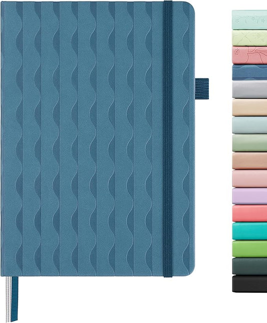 &And Per Se Lined Journal Notebook for Women&Men with Pattern, 160 Pages 100GSM Thick Paper, A5 Hardcover Journals for Writing(Blue)