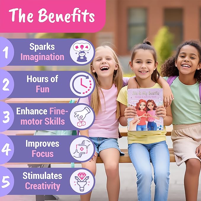 Me and My Bestie - Sticker Dress Up, Drawing, Coloring and Fun Activity for Girls Ages 5 and Up. Creative Fashion Design for Betfriends. Christmas Gift for Girls