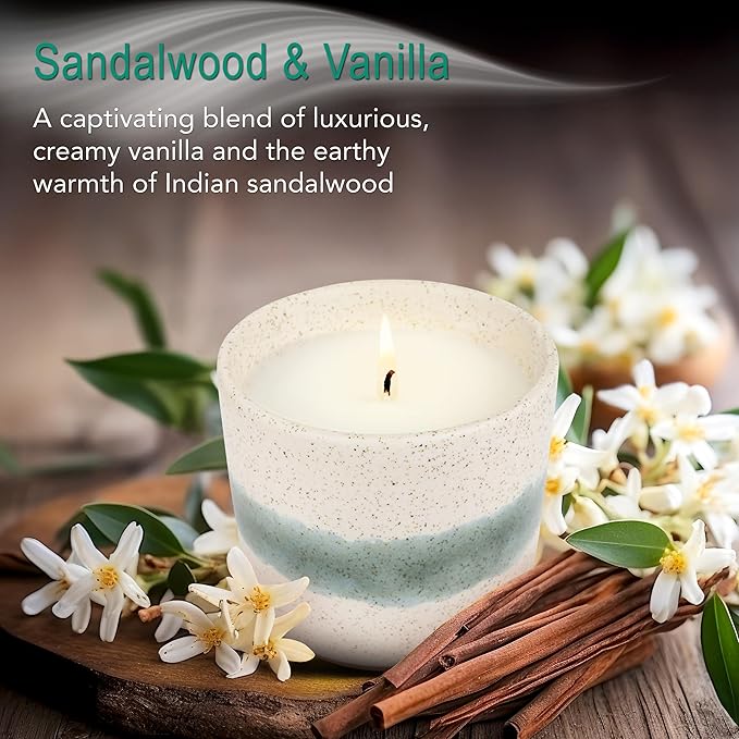 Hyggelight - The Growing Candle, Sandalwood & Vanilla Scented, 8.5oz Ceramic Pot, Aromatherapy Candles for Home, 100% Soy, Edith