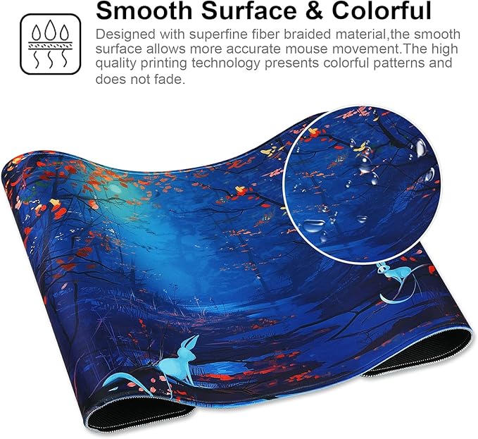 Large Gaming Mouse Pad with Stitched Edges,[27.5x11.8In] Extended Mouse Pad with Non-Slip Natural Rubber Base for Gamer/Desktop/Office/Home 70x30 Forest07