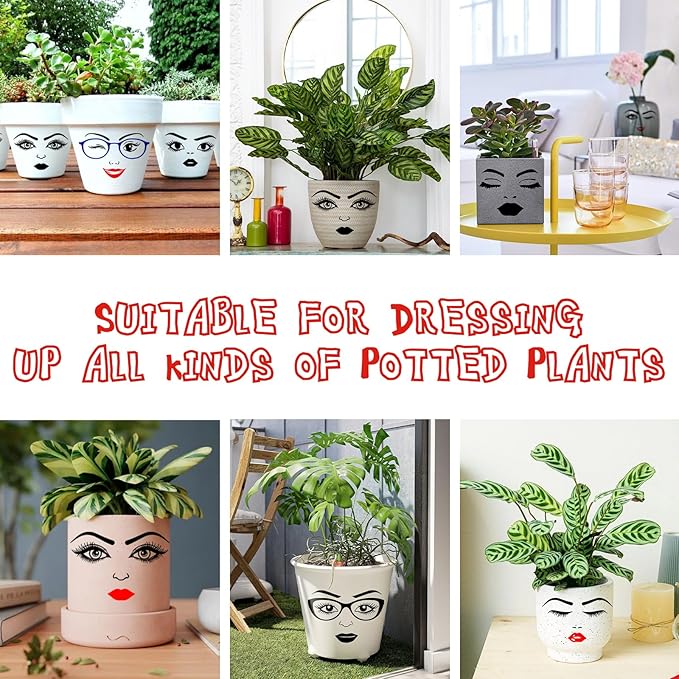 Make a Face Stickers for Crafts Fun DIY Eyes Lips Mouth Eyebrows Nose Decals for Halloween Holiday Party Supplies Flower Pots Decor