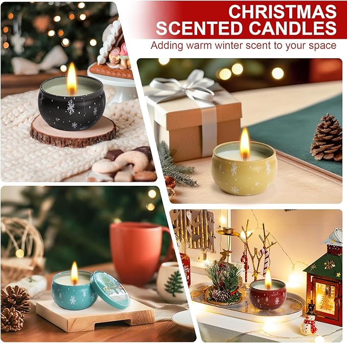 6 Pack Christmas Scented Candles with Natural Soy Wax, Long Lasting Aromatherapy Soy Candles for Home Scented, Christmas Candles Gift Set for Women & Friends