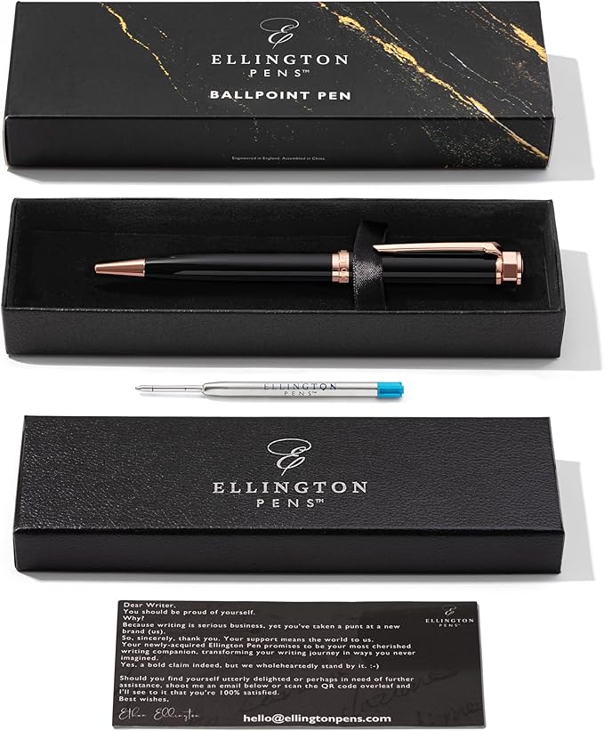 Ellington Pens Luxury Ballpoint Pen – Premium Quality, Smooth Writing Experience, Elegant Design, Includes 2 Ink Refills (Black & Blue) – Ideal for Professionals and Gift Giving