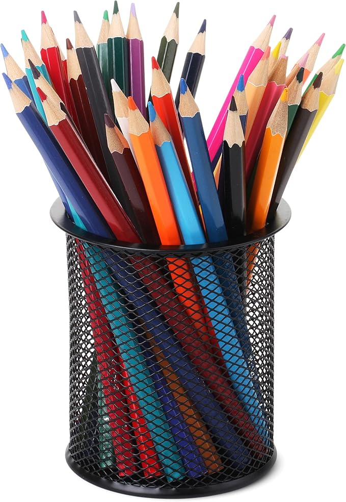 Mr. Pen- 3pcs Metal Mesh Pencil Cup Holder, Black Organizer for Desk, Pen Cups