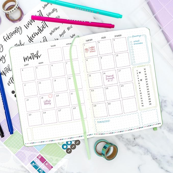 PAPERAGE Dotted Journal Notebook, (Lavender), 160 Pages, Medium 5.6 in x 8 in - 100 GSM Thick Paper – Hardcover Journaling Notebook for Work, School & Bullet Journaling