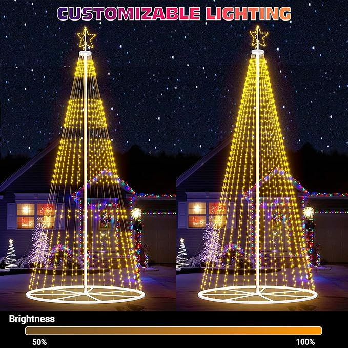 Led Outdoor Christmas Tree, 20 FT Prelit Smart Outside Christmas Tree Light Show, App Control with 660 LED Lights Color Changing, Music Sync, Cone Tall Star Topped Christmas Tree for Yard & Garden