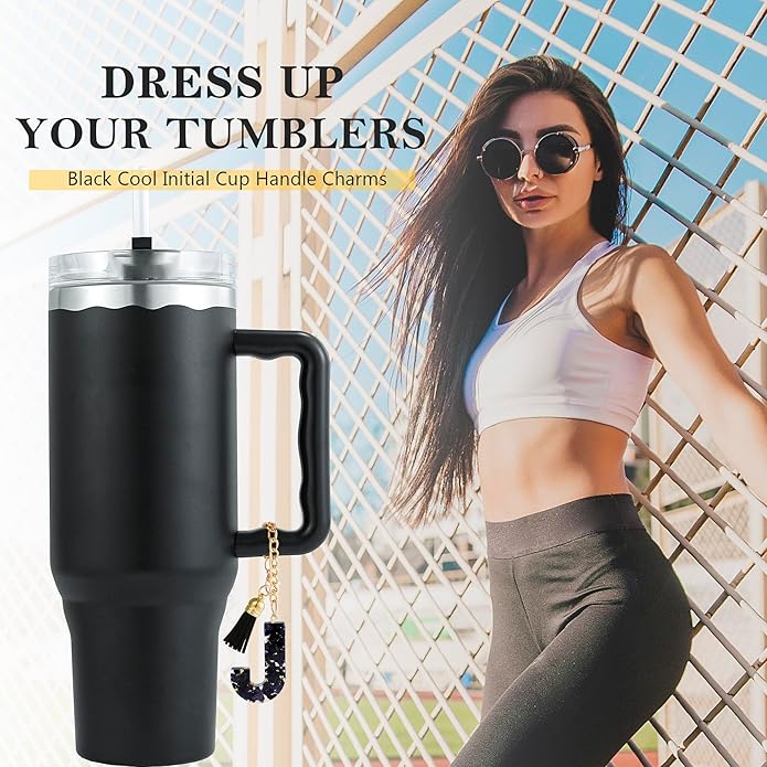 Letter Charm Accessories for Stanley Cup 1 PCS Cute Initial Keychain Handle Charm for Stanley Tumbler for Women