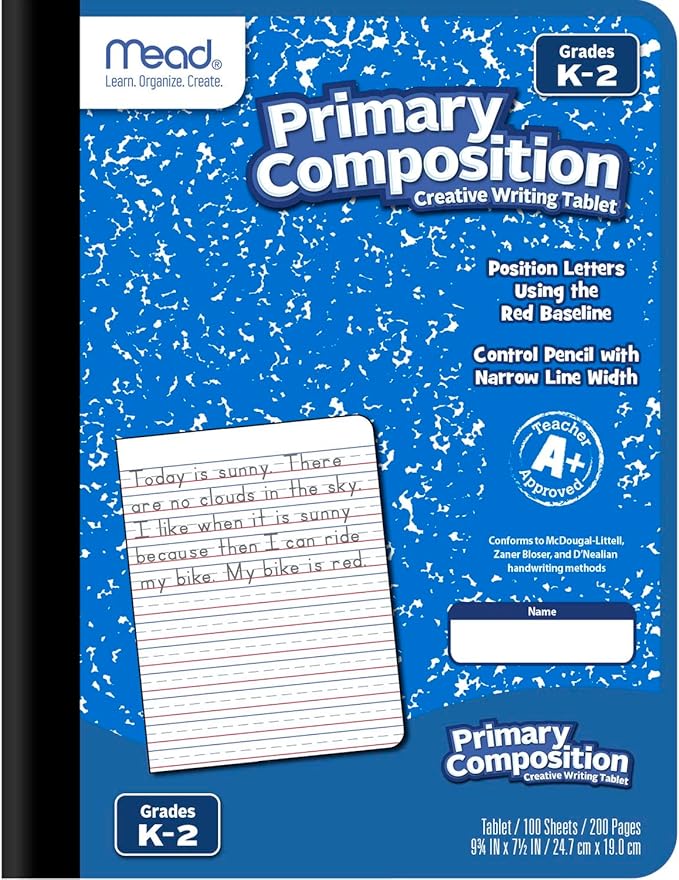Mead Primary Composition Book, Ruled, Grades K-2, 100 Sheets, 7-1/2" x 9-3/4", 12 Pack (610054-ECM)