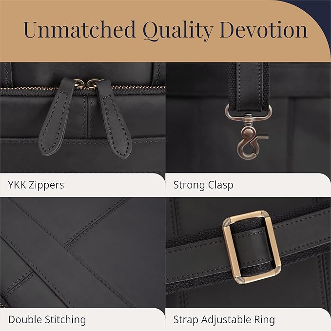 Luxorro Full-Grain Leather Briefcases for Men, Leather Laptop Briefcase For Men, Leather Bag, Leather Computer Bag For Men