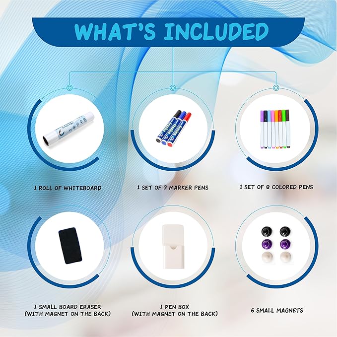 Magnetic Whiteboard Contact Paper 100" x 47”, Self-Adhesive Magnetic Dry Erase White Board Sticker for Wall, Peel and Stick Wallpaper, Easy to Write and Clean for Home Playroom Office