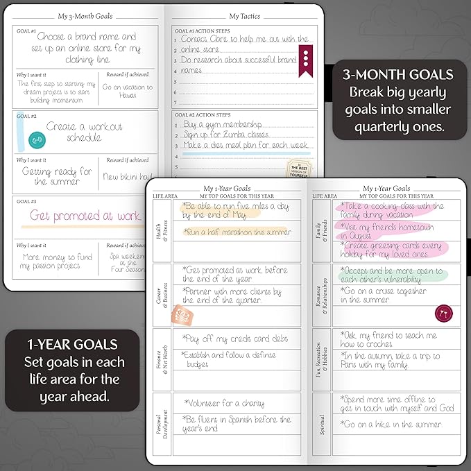 Legend Planner Pocket – Small Undated Monthly & Weekly Goal Journal and Calendar for Productivity, Mini Life Organizer Planner Perfect for Purse, Size: 3.5" x 6.2" Hardcover – Black