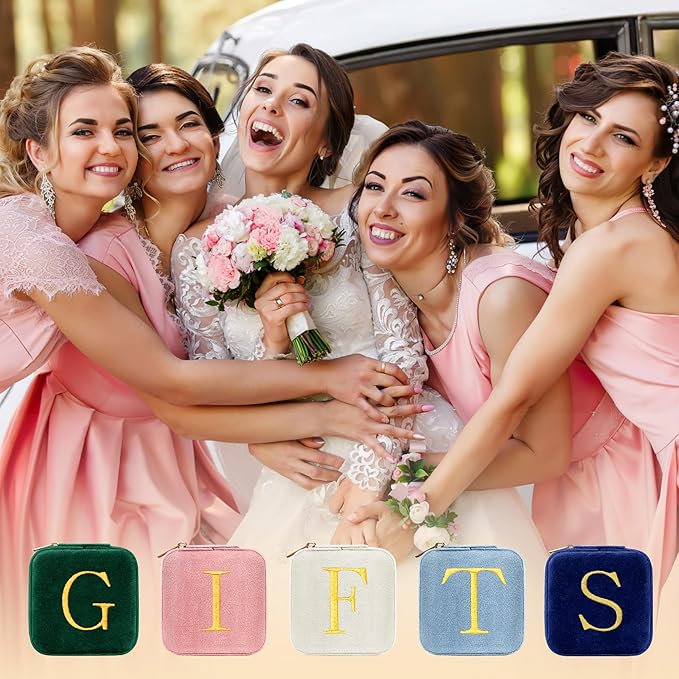 Parima Bridal Shower Bride Gifts Wedding Day - Small Personalized Travel Jewelry Box Jewelry Case Organizer Women Bridesmaid Proposal Matron Maid Of Honor Bachelorette Party favors - Letter B, Pink