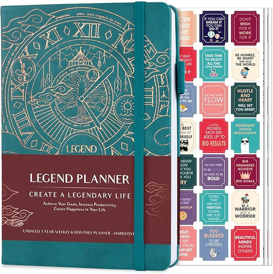 Legend Planner – Weekly & Monthly Life Planner to Hit Your Goals & Live Happier. Organizer Notebook & Productivity Journal. A5 (Dark Teal)