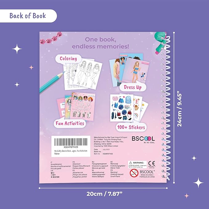 Me and My Bestie - Sticker Dress Up, Drawing, Coloring and Fun Activity for Girls Ages 5 and Up. Creative Fashion Design for Betfriends. Christmas Gift for Girls