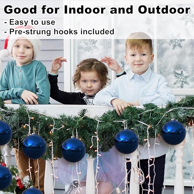 Navy Blue 6.0" Extra Large Christmas Balls - Christmas Tree Decoration Ornaments Shatterproof Hanging Shiny Balls for Birthday Holiday Wedding Decorations Set of 2pcs