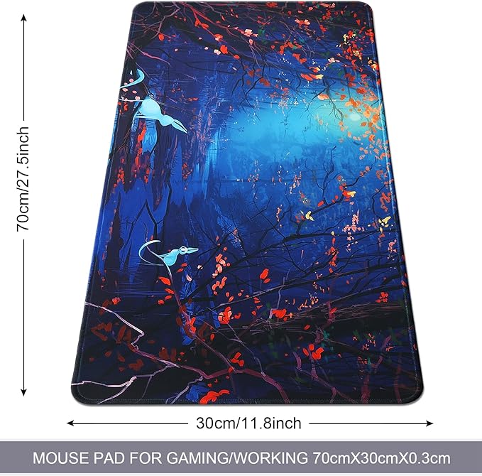 Large Gaming Mouse Pad with Stitched Edges,[27.5x11.8In] Extended Mouse Pad with Non-Slip Natural Rubber Base for Gamer/Desktop/Office/Home 70x30 Forest07