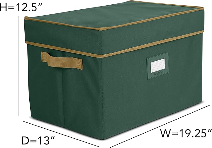 Covermates Keepsakes Christmas Light Storage Box - Carrying Handles, Sturdy Interior Walls - Holiday Storage, Green