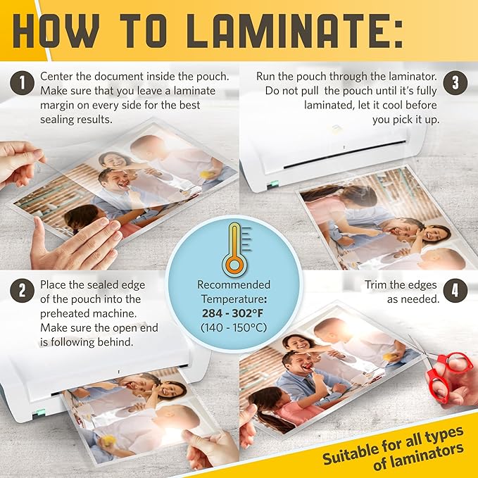 Matte Laminating Sheets 9” x 14.5”, 3 Mil Thick, 50 Pack, Legal Size Matte Thermal Laminating Pouches 8.5 x 14